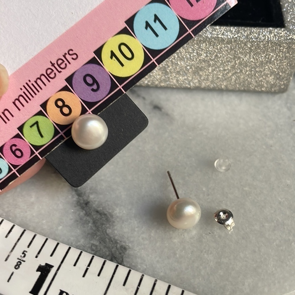Freshwater pearl stud earrings sterling 925 - Picture 4 of 14